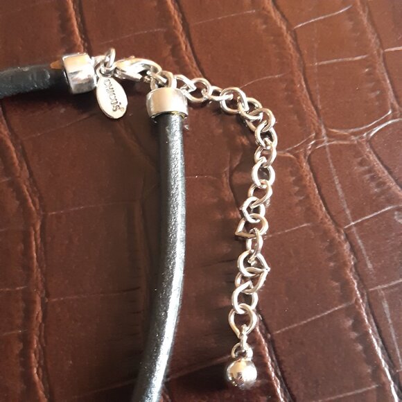 CHICO's 15 inch Silver Tone Statement Leather Rope Necklace - Picture 7 of 9